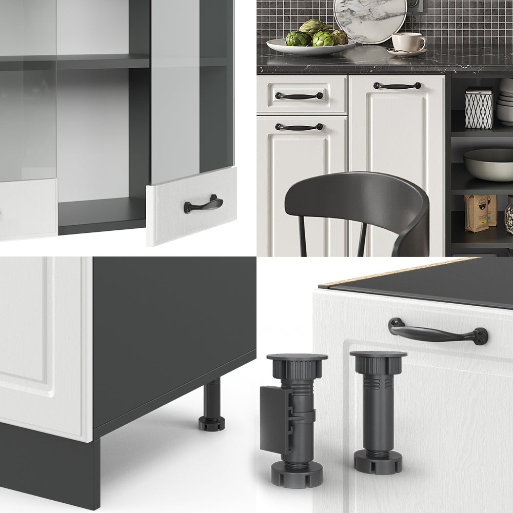 Vicco Cucina componibile Bianco casa di campagna/antracite 240 cm , PL Rovere