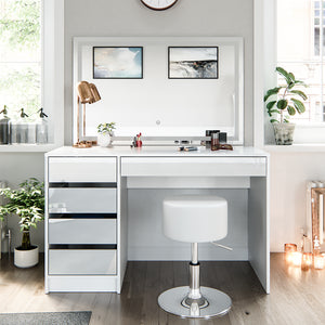 Vicco Tavolo da toeletta Bianco 55 cm con specchio LED e sgabello