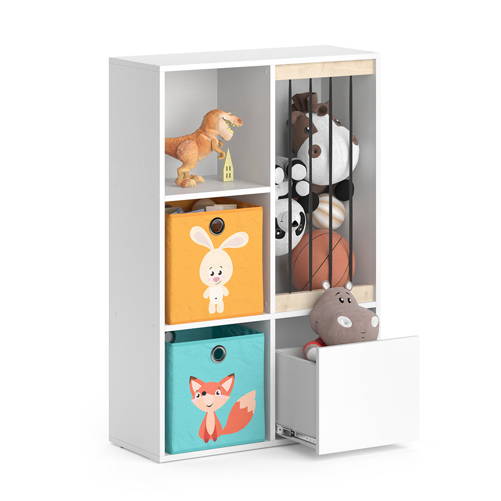Vicco Libreria bambini Bianco 29.2 x 107.8 cm con 2 scatole pieghevoli opt.1