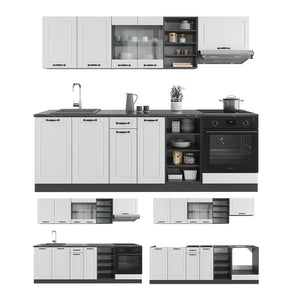 Vicco Cucina componibile Bianco casa di campagna/antracite 240 cm senza piano di lavoro