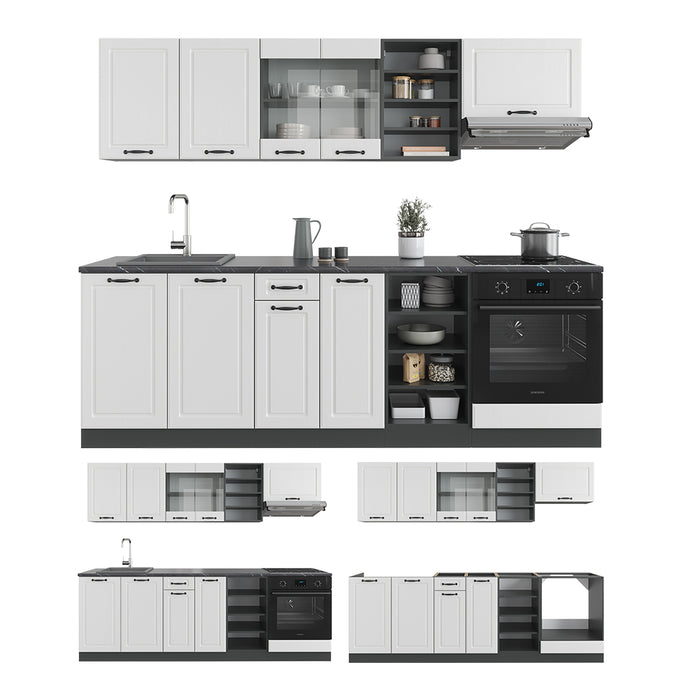 Vicco Cucina componibile Bianco casa di campagna/antracite 240 cm , PL Antracite