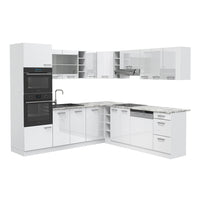 Vicco Cucina angolare completa Bianco lucido/bianco 237 x 60 cm , PL Marmo