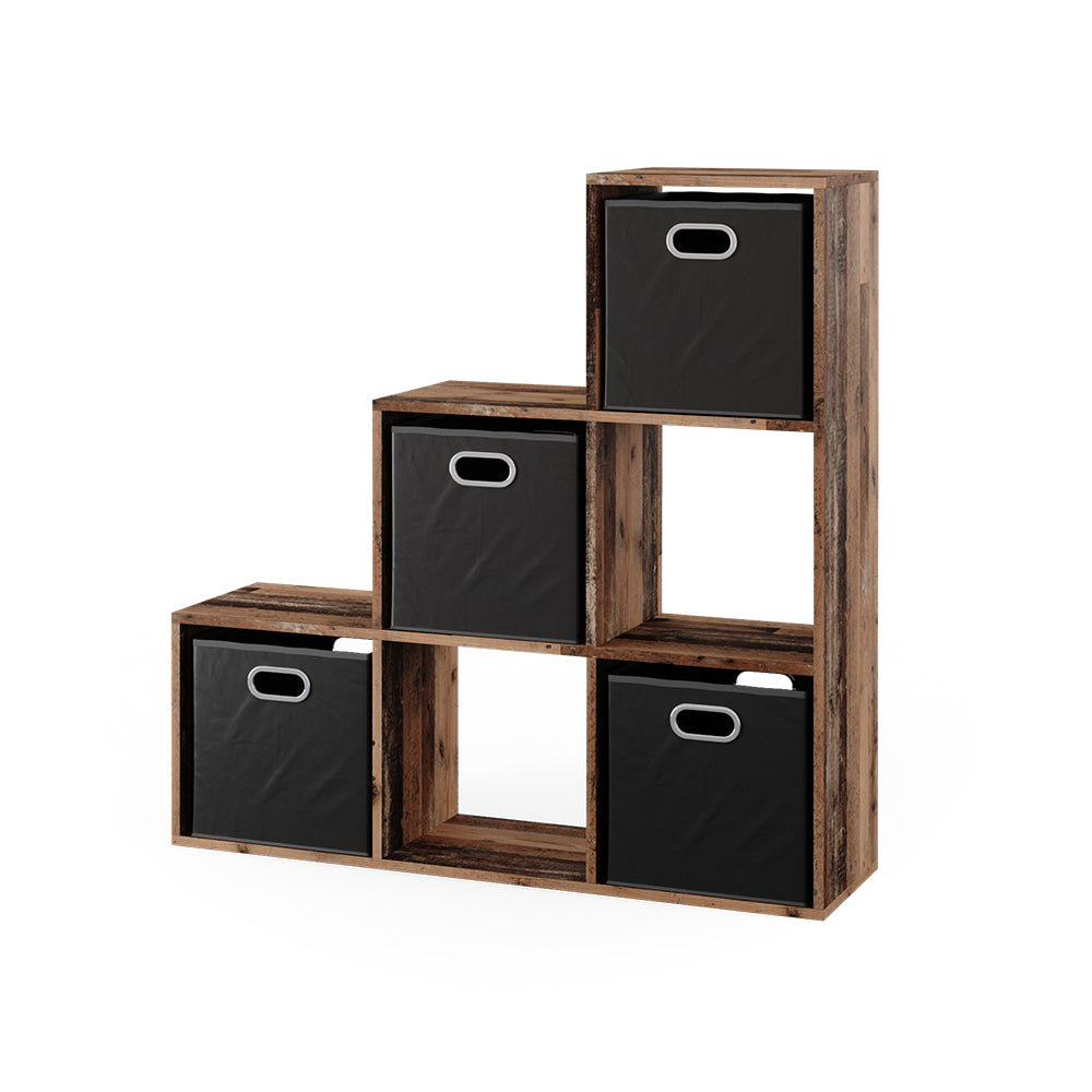 Vicco Scaffale per scale Legno antico 107.2 x 107.8 cm con 4 scatole pieghevoli