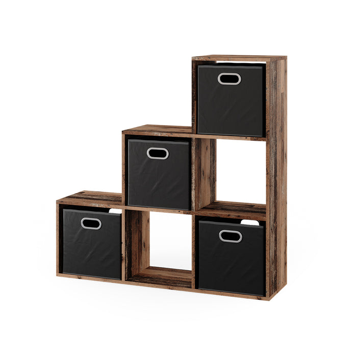 Vicco Scaffale per scale Legno antico 107.2 x 107.8 cm con 4 scatole pieghevoli