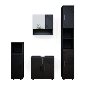 Vicco Set mobili bagno Antracite lucido 4 parti, con armadio alto