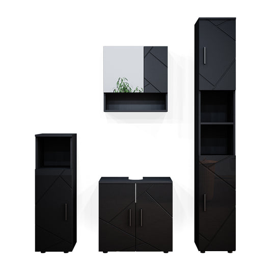 Vicco Set mobili bagno Antracite lucido 4 parti, con armadio alto