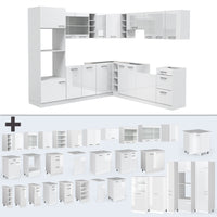 Vicco Cucina angolare completa Bianco lucido/bianco 237 x 60 cm senza piano di lavoro