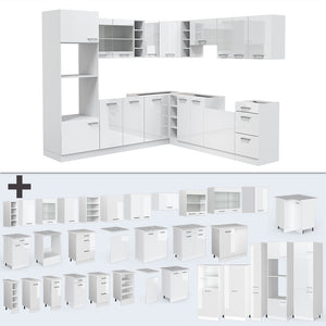 Vicco Cucina angolare completa Bianco lucido/bianco 237 x 247 cm , PL Rovere