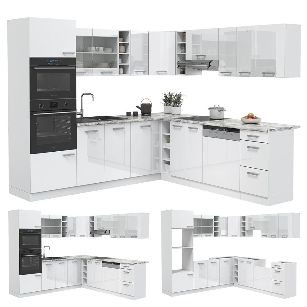 Vicco Cucina angolare completa Bianco lucido/bianco 237 x 247 cm , PL Rovere