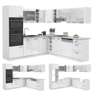 Vicco Cucina angolare completa Bianco lucido/bianco 237 x 247 cm , PL Rovere