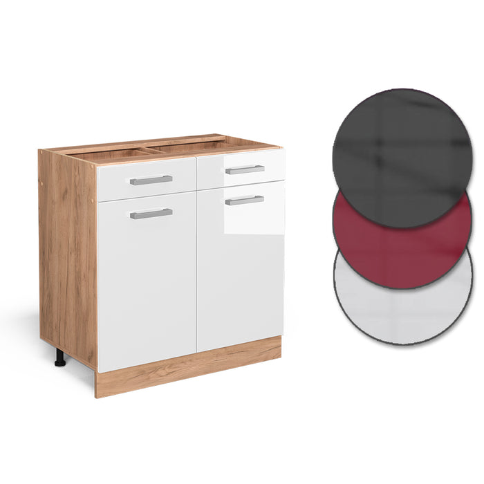 Vicco Mobiletto base per cucina Bianco lucido 80 cm senza piano di lavoro