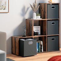 Vicco Scaffale per scale Legno antico 107.2 x 107.8 cm con 4 scatole pieghevoli