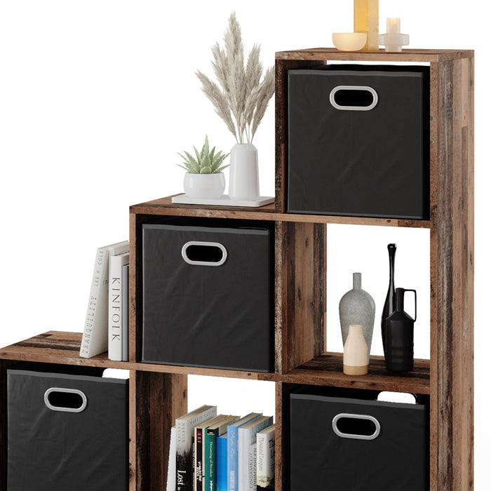 Vicco Scaffale per scale Legno antico 107.2 x 107.8 cm con 4 scatole pieghevoli