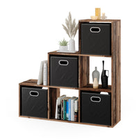 Vicco Scaffale per scale Legno antico 107.2 x 107.8 cm con 4 scatole pieghevoli