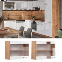 Vicco Mobile da cucina in vetro Bianco lucido 80 cm