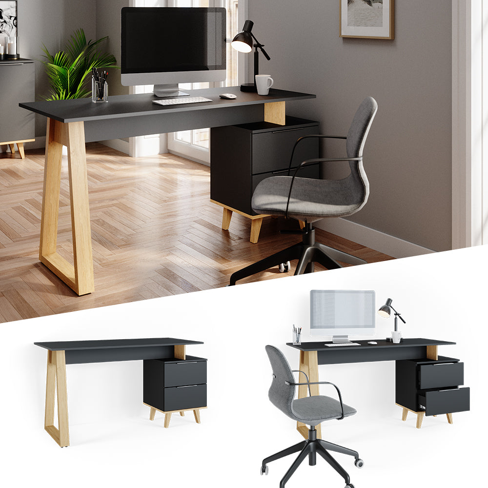 Vicco Scrivania Antracite 138 x 60 cm con cassetti, L