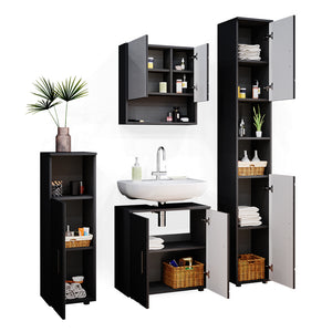 Vicco Set mobili bagno Antracite lucido 4 parti, con armadio alto