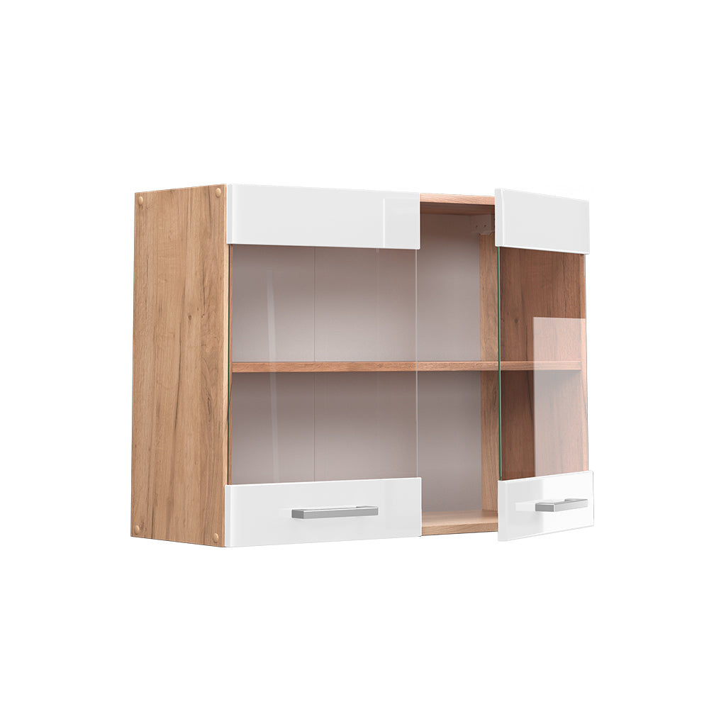 Vicco Mobile da cucina in vetro Bianco lucido 80 cm