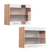 Vicco Mobile da cucina in vetro Bianco lucido 80 cm