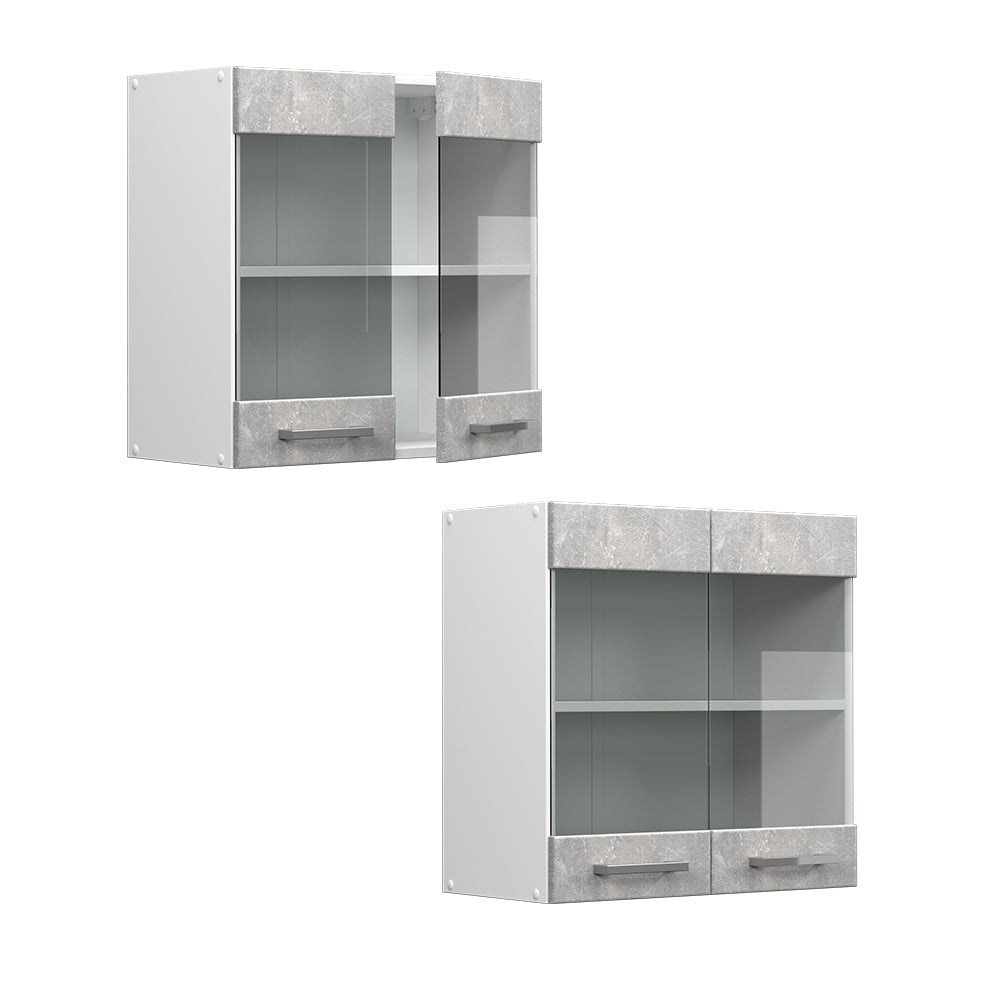 Vicco Mobile da cucina in vetro Calcestruzzo 60 cm