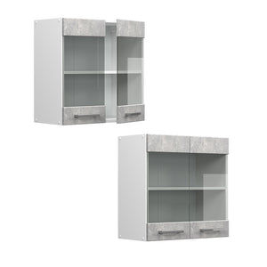 Vicco Mobile da cucina in vetro Calcestruzzo 60 cm