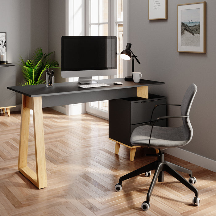 Vicco Scrivania Antracite 138 x 60 cm con cassetti, L