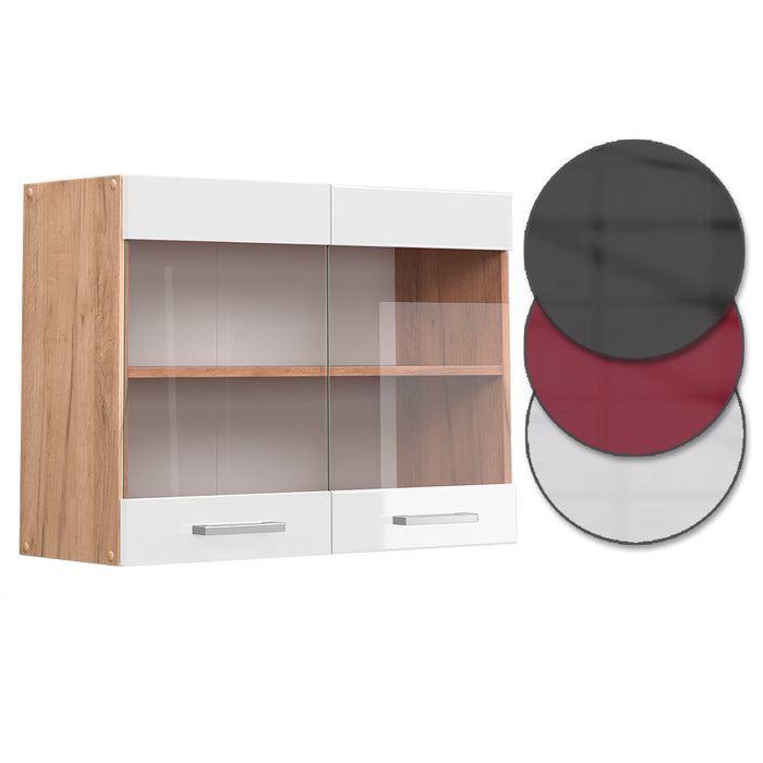 Vicco Mobile da cucina in vetro Bianco lucido 80 cm