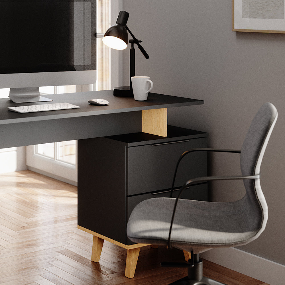 Vicco Scrivania Antracite 138 x 60 cm con cassetti, L