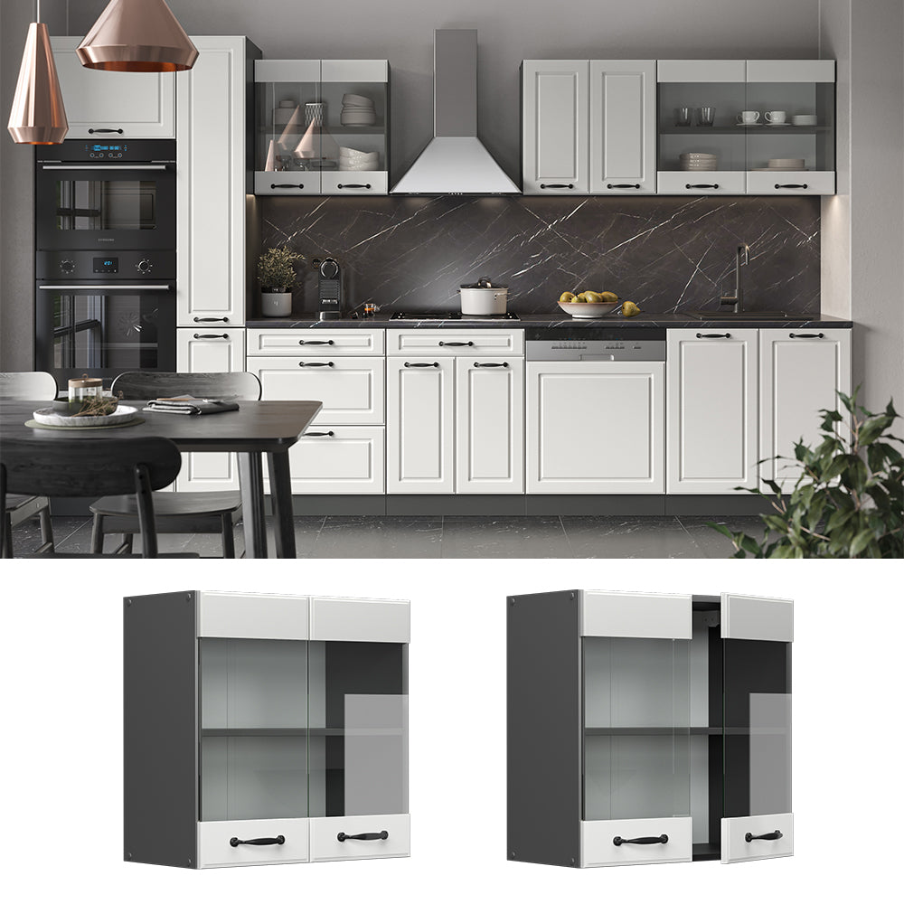 Vicco Mobile da cucina in vetro Bianco casa di campagna 60 cm