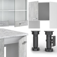 Vicco Cucina angolare completa Cemento/Bianco 237 x 60 cm senza piano di lavoro