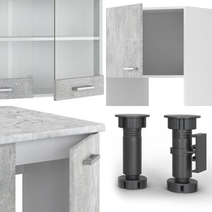 Vicco Cucina angolare completa Cemento/Bianco 237 x 60 cm senza piano di lavoro