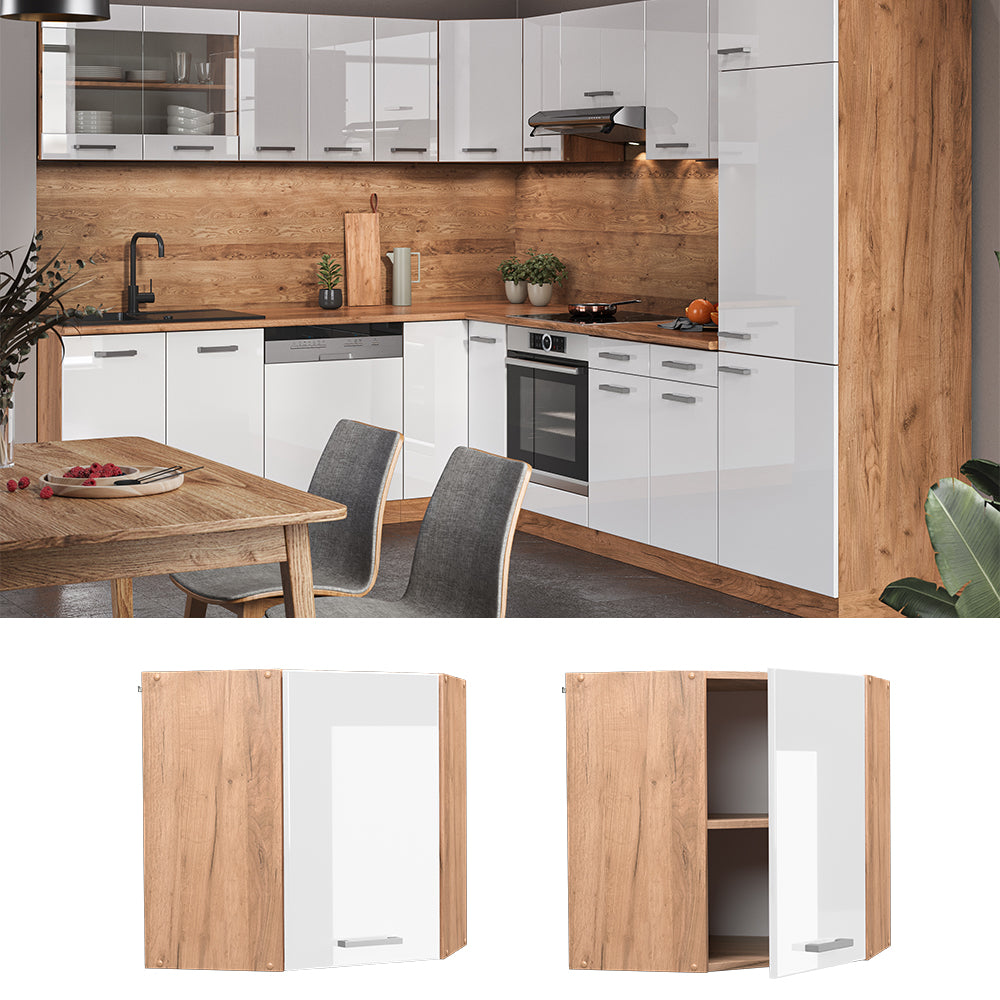 Vicco Mobile angolare da cucina Bianco lucido 57 cm