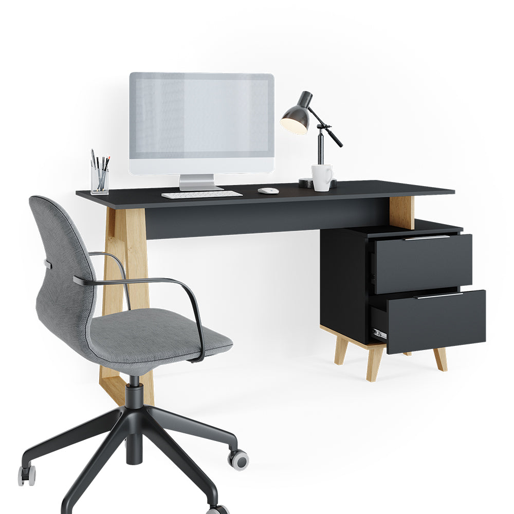 Vicco Scrivania Antracite 138 x 60 cm con cassetti, L