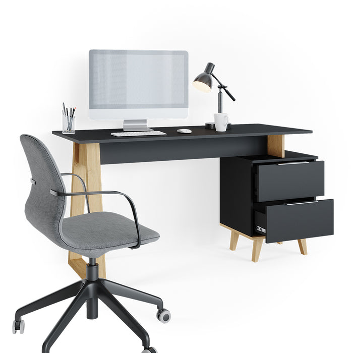 Vicco Scrivania Antracite 138 x 60 cm con cassetti, L