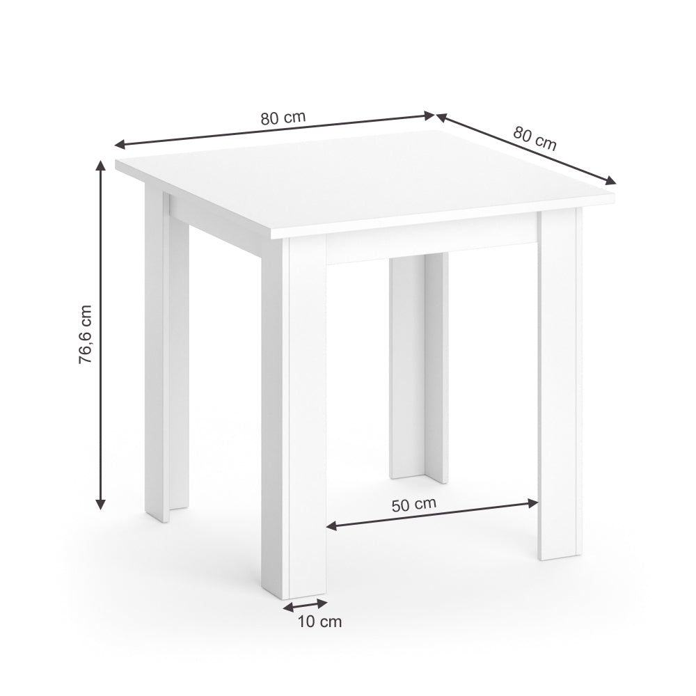 Vicco Tavolo da pranzo Bianco 80 x 80 cm