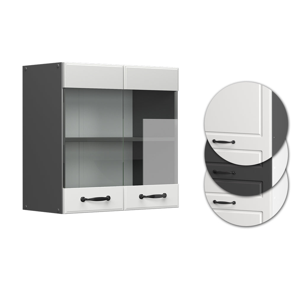 Vicco Mobile da cucina in vetro Bianco casa di campagna 60 cm