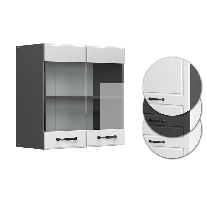 Vicco Mobile da cucina in vetro Bianco casa di campagna 60 cm