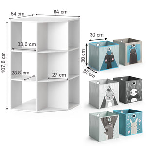 Vicco Libreria bambini Bianco 64 x 107.8 cm con 6 scatole pieghevoli opt.2