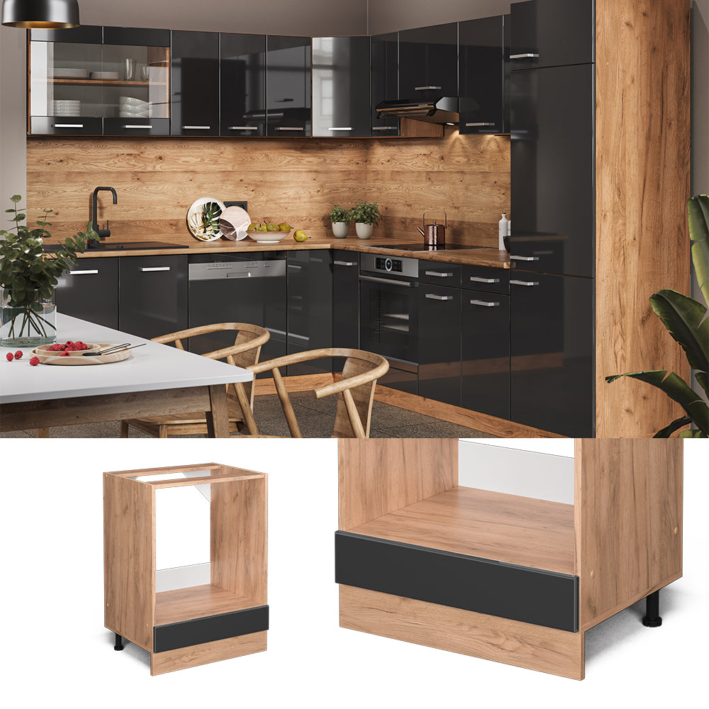 Vicco Mobile per forno da incasso Antracite lucido 60 cm PL Marmo