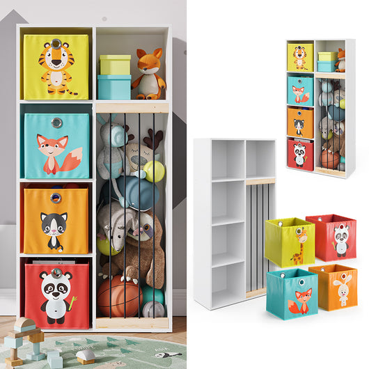 Vicco Libreria bambini Bianco 72 x 143 cm con 4 scatole pieghevoli opt.1