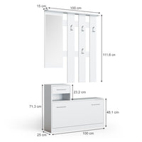 Vicco Armadio da ingresso Bianco 25 x 191 cm