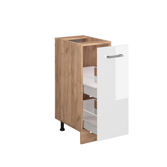 Vicco Armadio cucina dispensa alto Bianco lucido 30 cm senza piano di lavoro