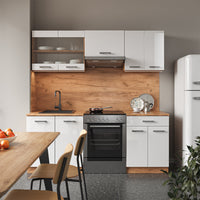 Vicco Cucina componibile Bianco lucido/oro power oak 200 cm , PL Rovere