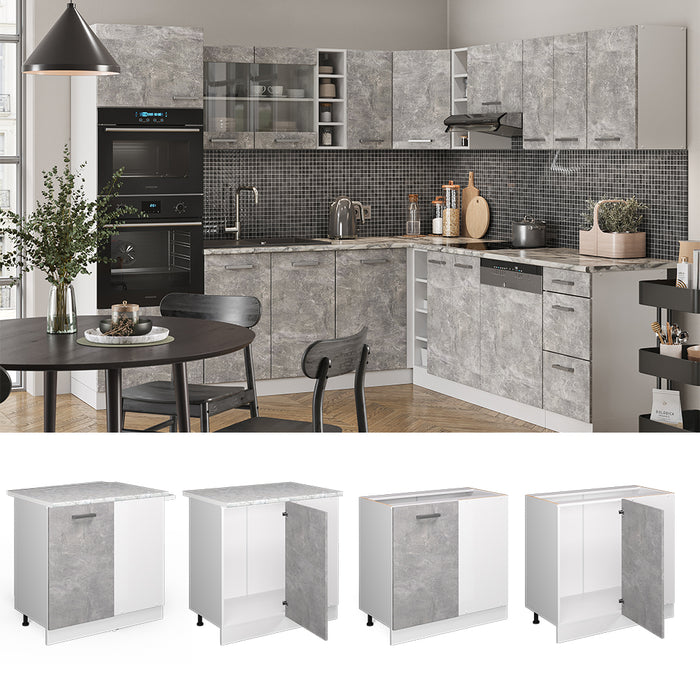 Vicco Mobile ad angolo cucina Calcestruzzo 86 cm , PL Rovere