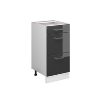 Vicco Mobiletto base per cucina Antracite lucido 40 cm con cassetti, senza piano di lavoro