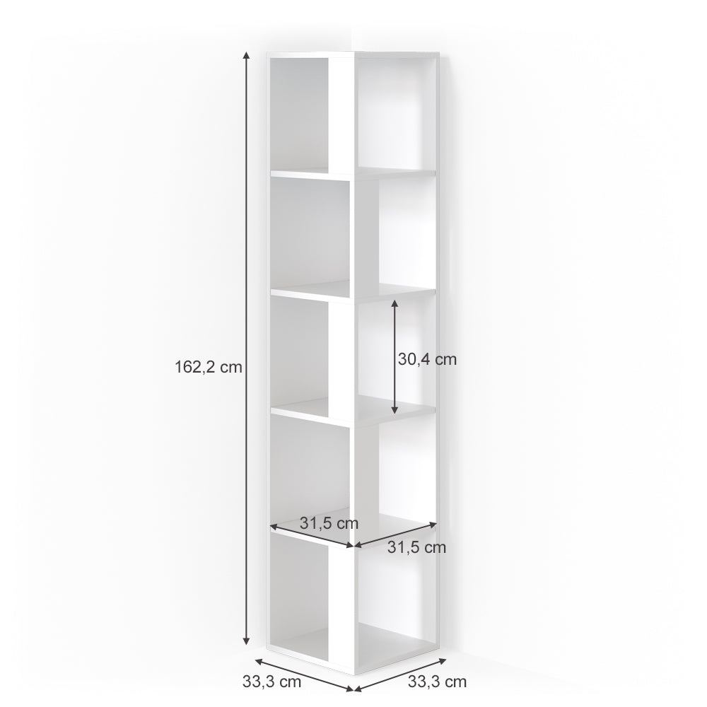 Vicco Scaffale angolare Bianco 33.3 x 162.2 cm