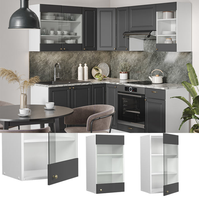 Vicco Mobile da cucina in vetro Antracite-oro 40 cm