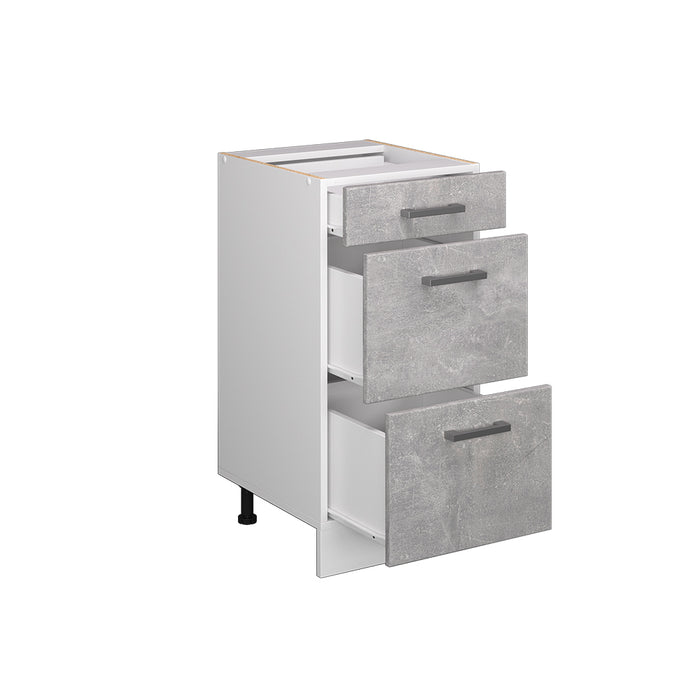 Vicco Mobiletto base per cucina Calcestruzzo 40 cm con cassetti, senza piano di lavoro