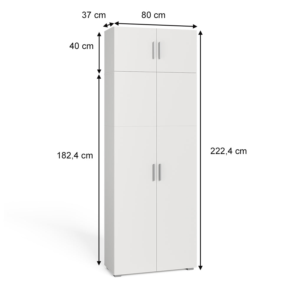 Vicco Scaffale per file Bianco 80 x 182.4 cm con estensione dell'armadio