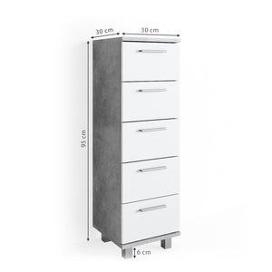 Vicco Cassettiera da bagno Calcestruzzo 30 x 95 cm